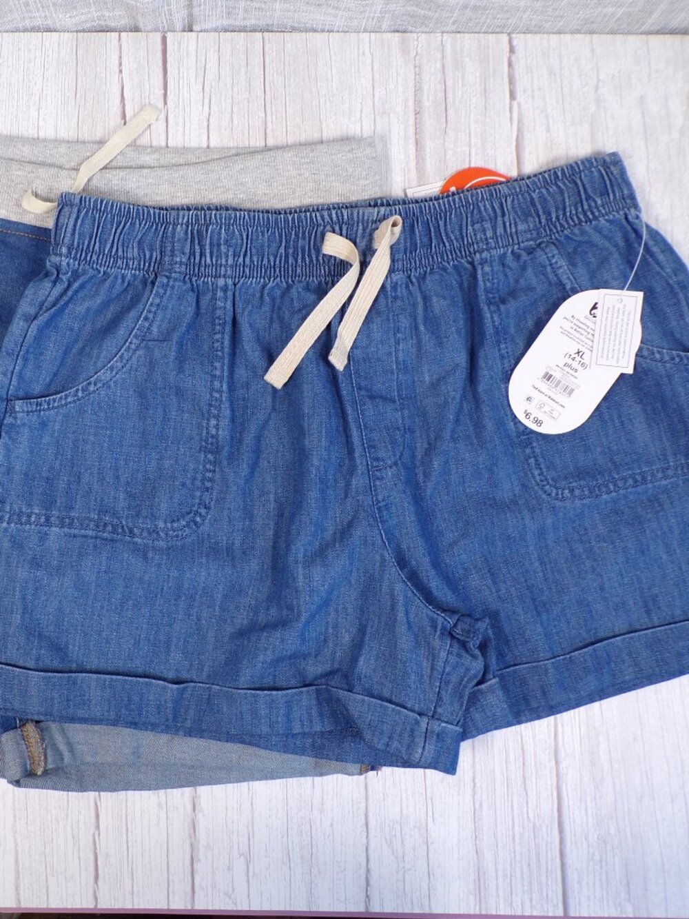 NWT Wonder Nation Girls' XL Plus Denim Shorts 2-Pack